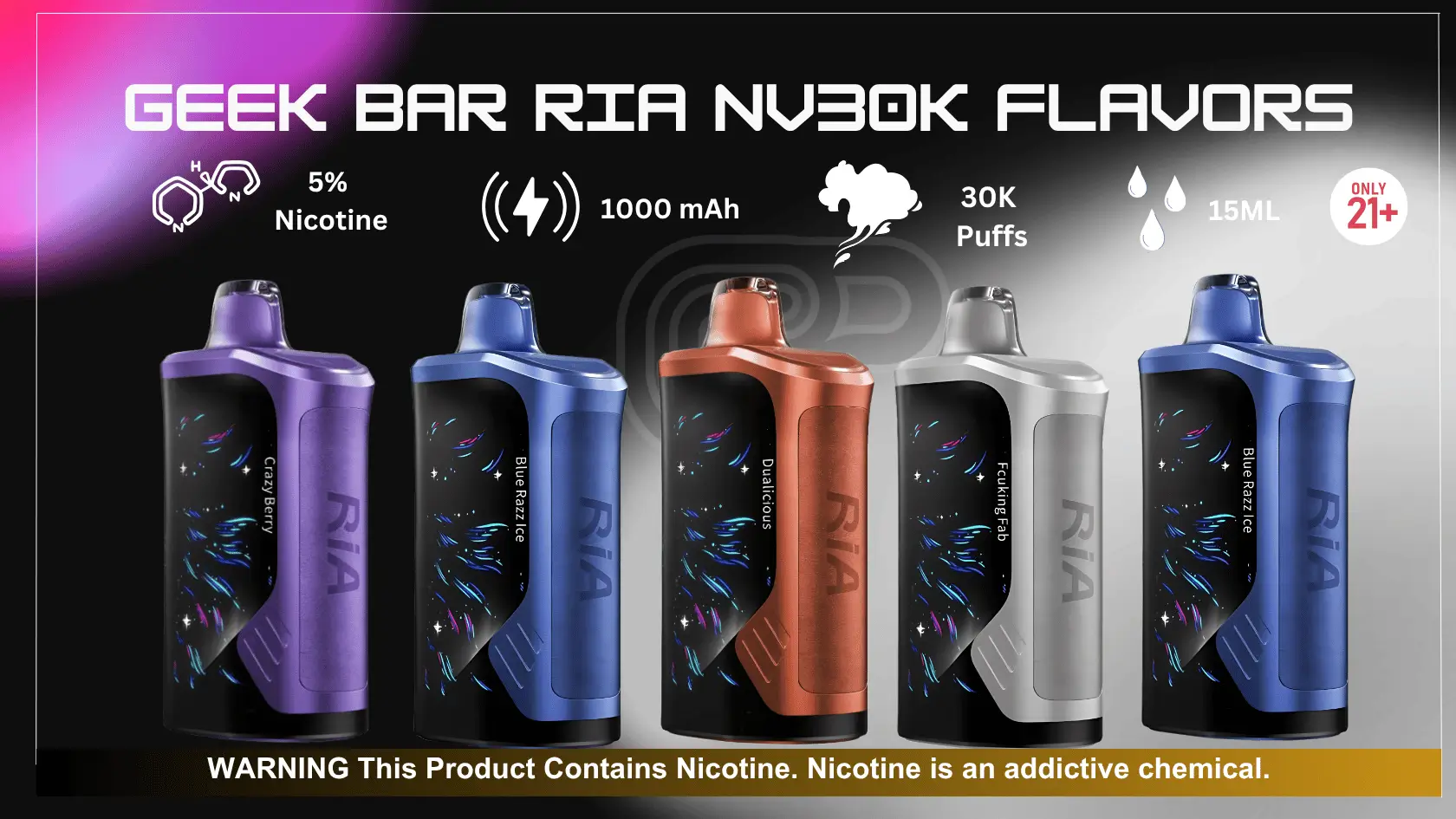 Geek Bar RIA NV30K Flavors