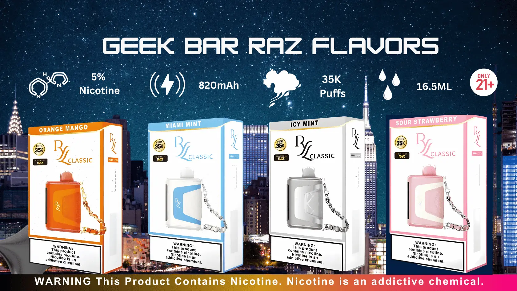 Geek Bar Raz Flavors