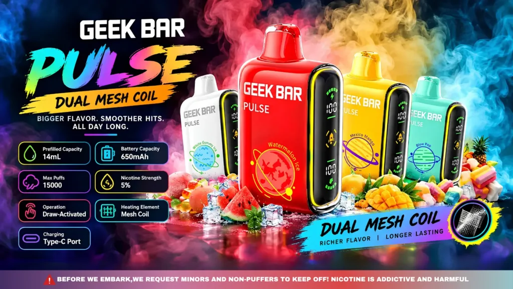 geek bar pulse coil Dual Mesh Coil: How It Works & Benefits sour cranapple Flavor:White Grape Ice geek bar zodiac flavors
