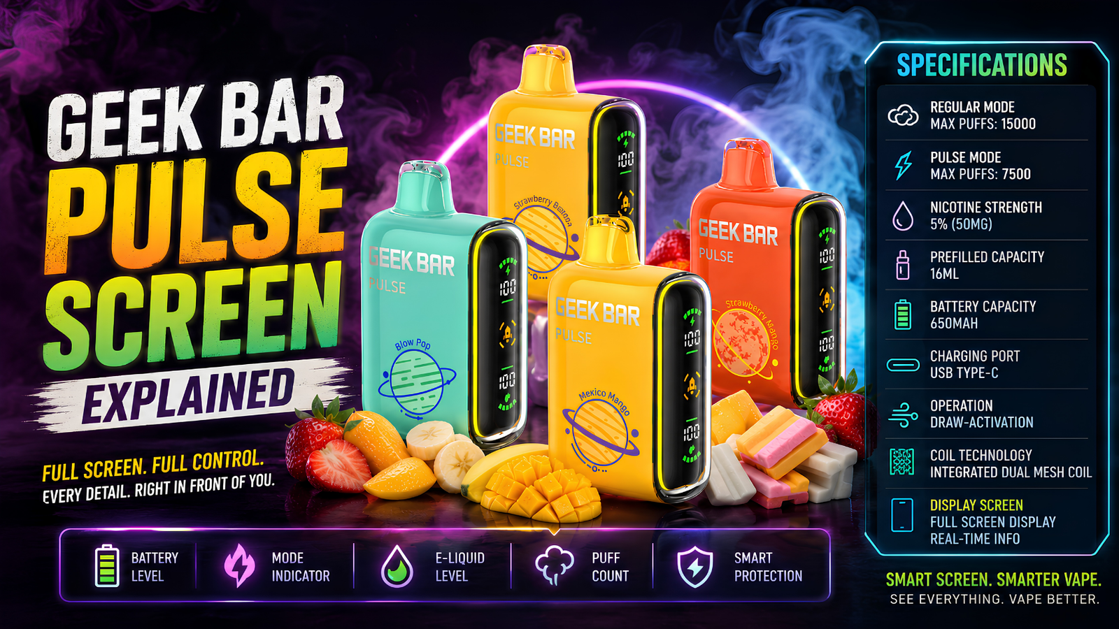 Geek Bar Pulse Screen Explained