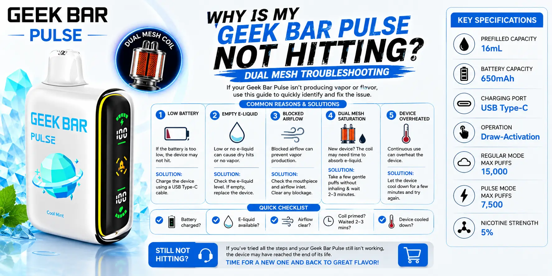 Why Is My Geek Bar Pulse Not Hitting Dual Mesh Troubleshooting