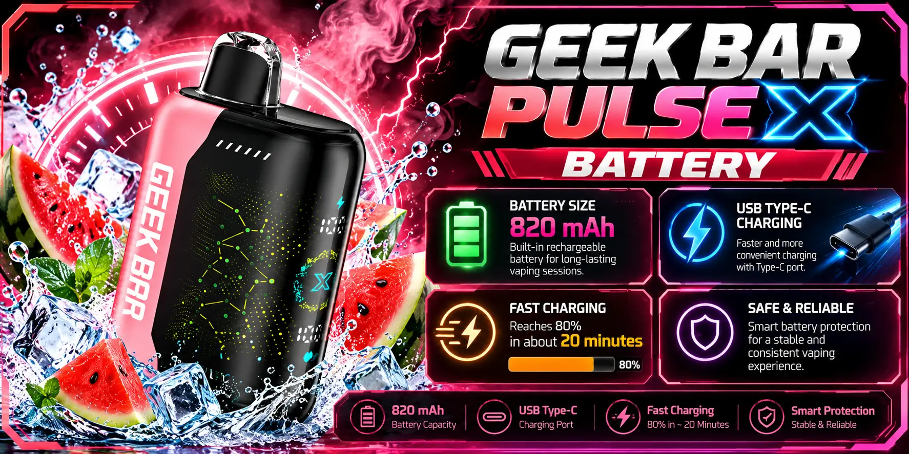 Geek Bar Pulse X Battery