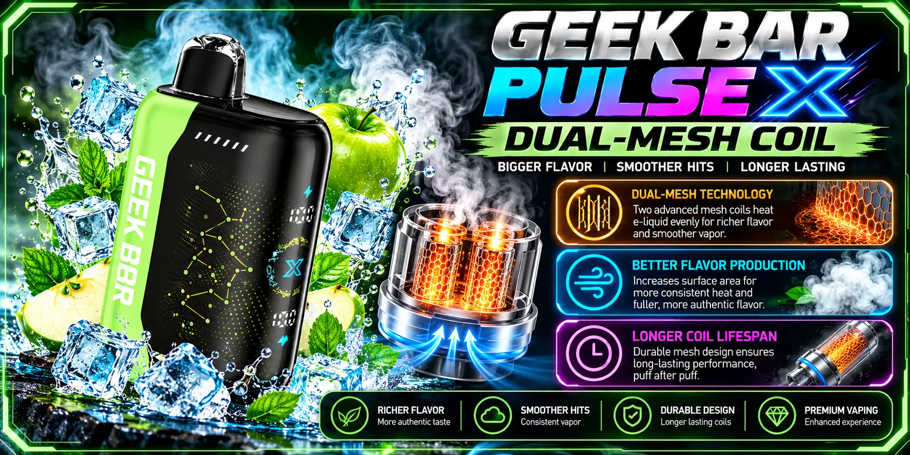 Geek Bar Pulse X Dual-Mesh Coil