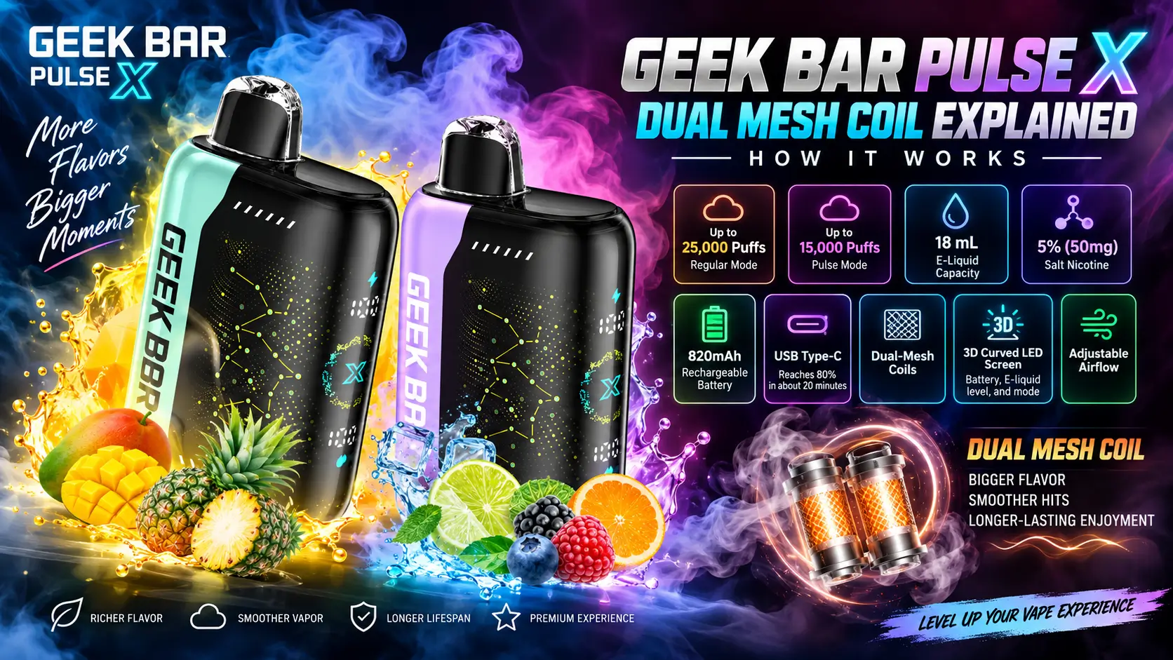 Geek Bar Pulse X Dual Mesh Coil