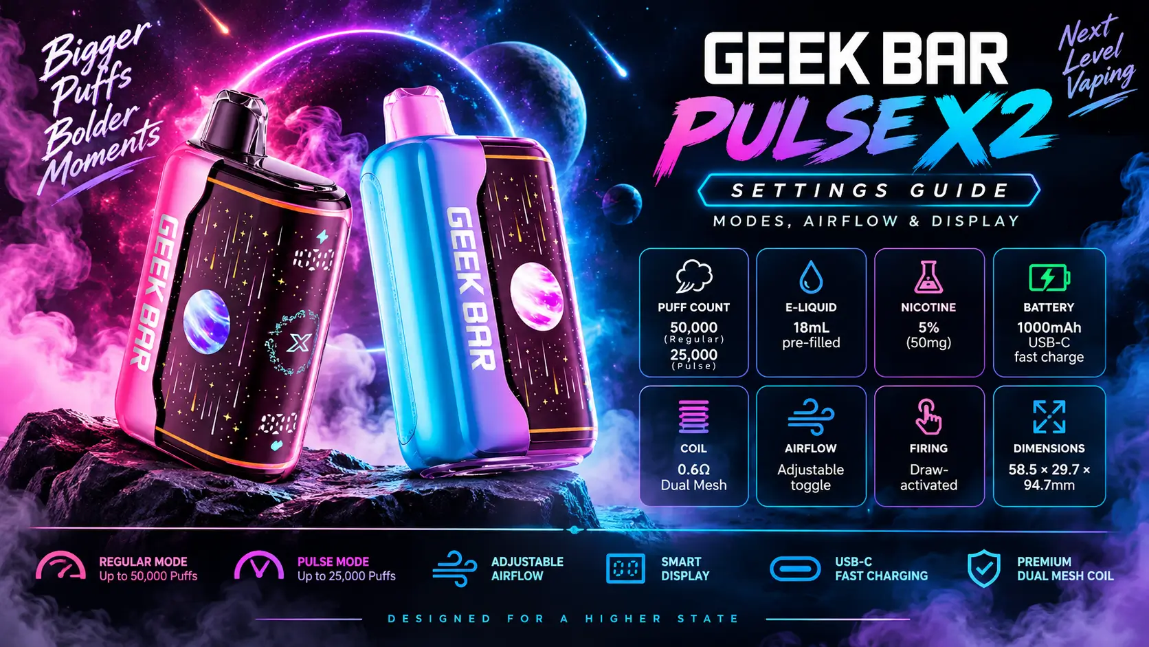Geek Bar Pulse X2 Settings