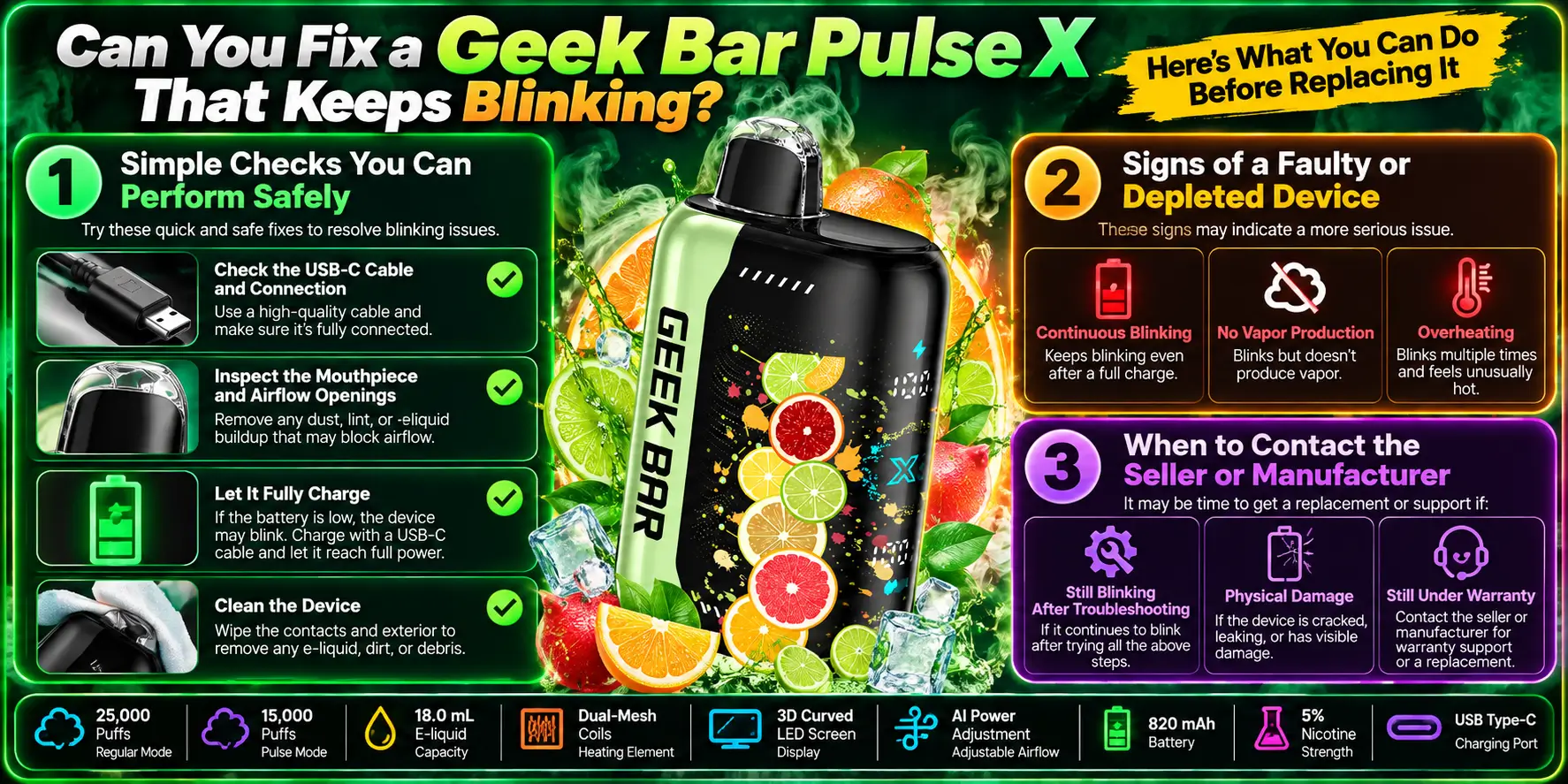Can You Fix a Geek Bar Pulse X That Keeps Blinking?