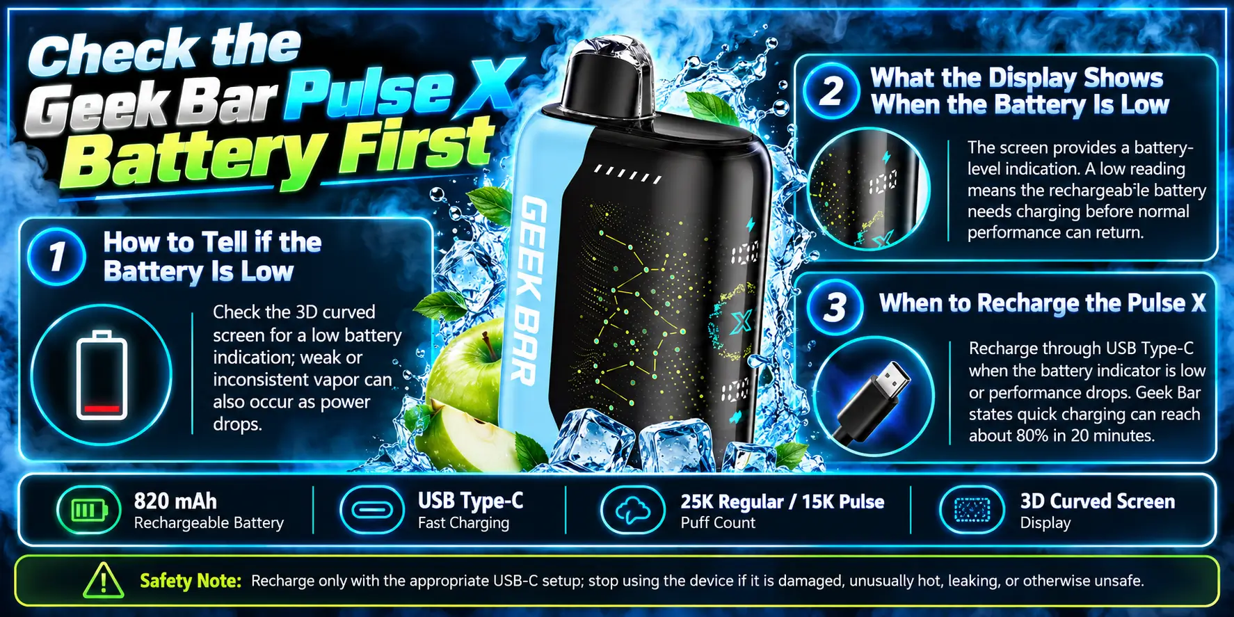 Check the Geek Bar Pulse X Battery First