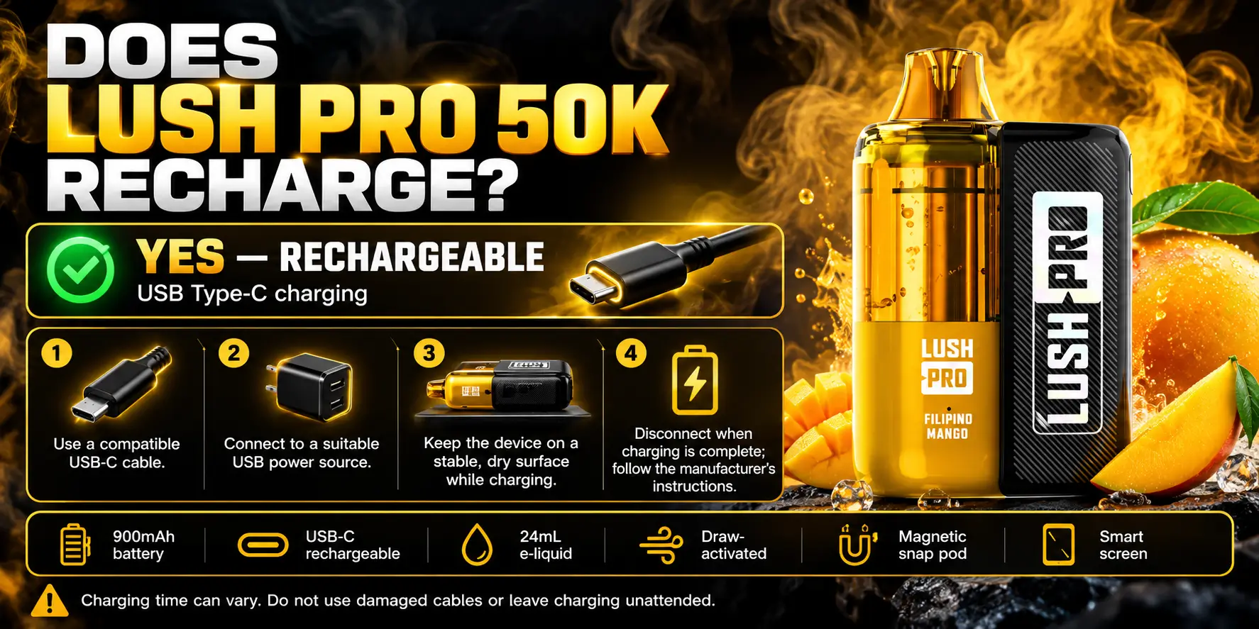 Does Lush Pro 50K Recharge?