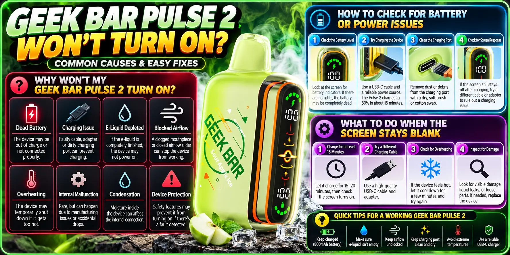 Geek Bar Pulse 2 Won't Turn On