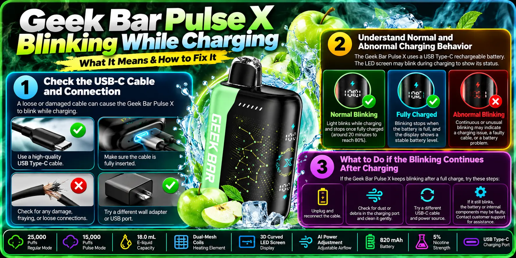 Geek Bar Pulse X Blinking While Charging