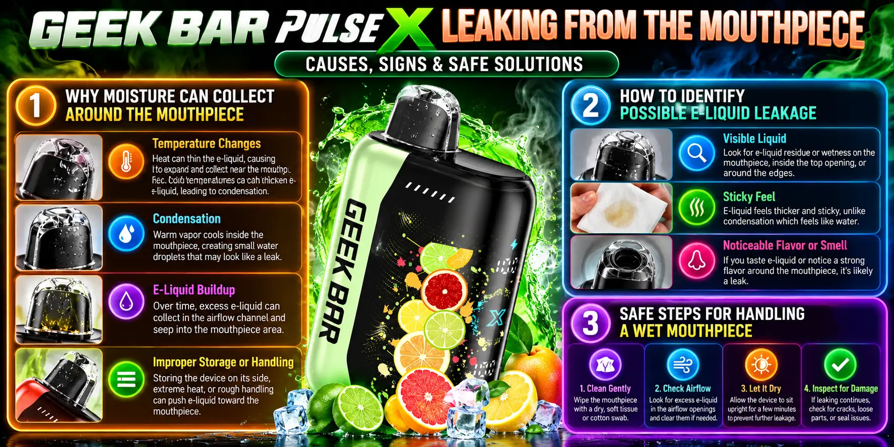 Geek Bar Pulse X Leaking From the Mouthpiece