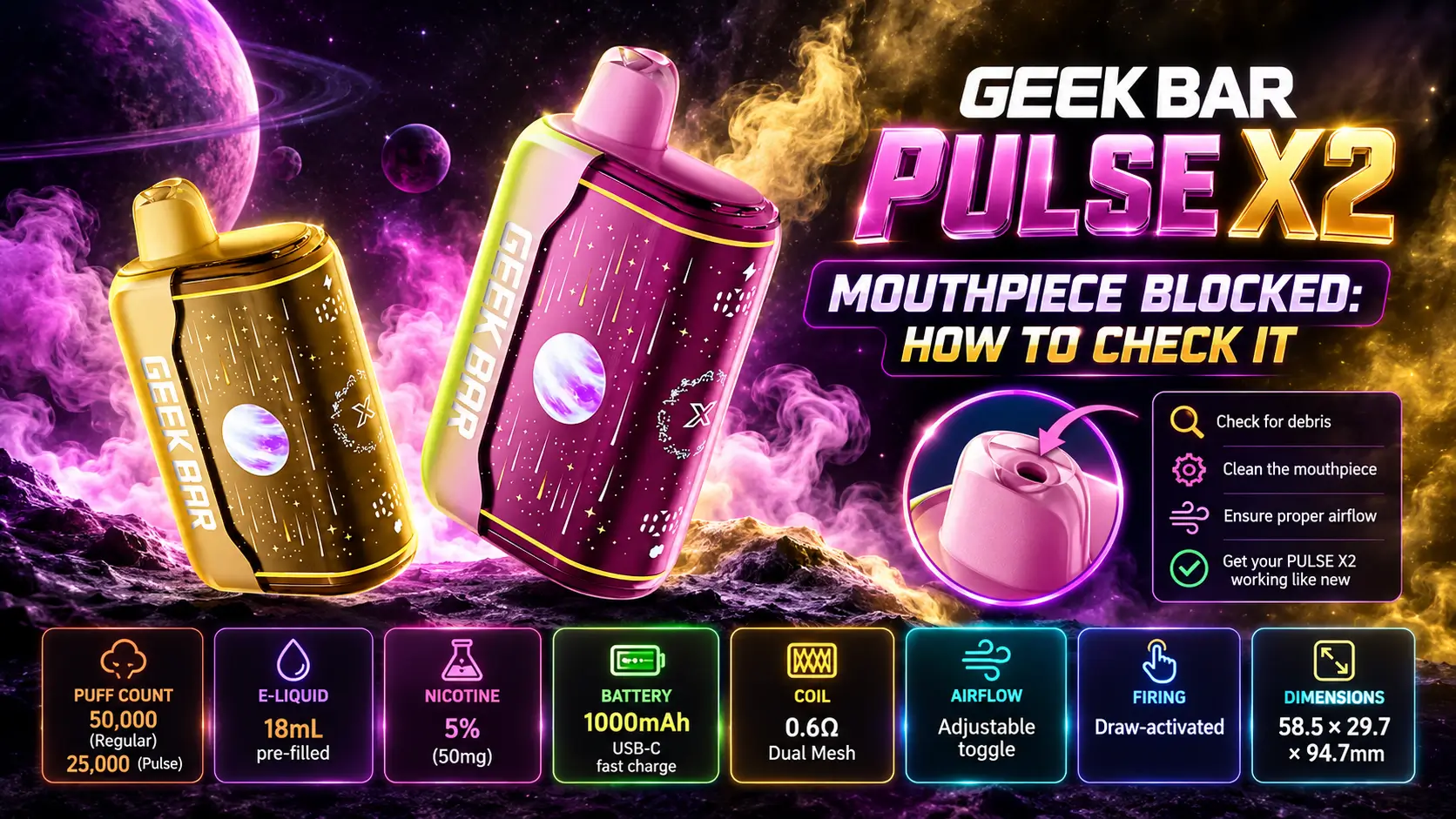 Geek Bar Pulse X2 Mouthpiece Blocked